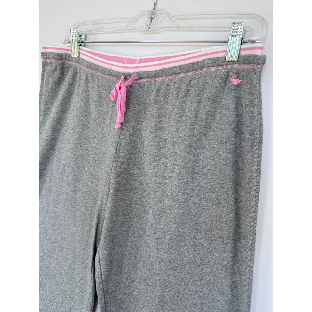 Jenni by Jennifer Moore Wide Leg Pajama Pants Size L Gray Pink Bunny Crop Lounge